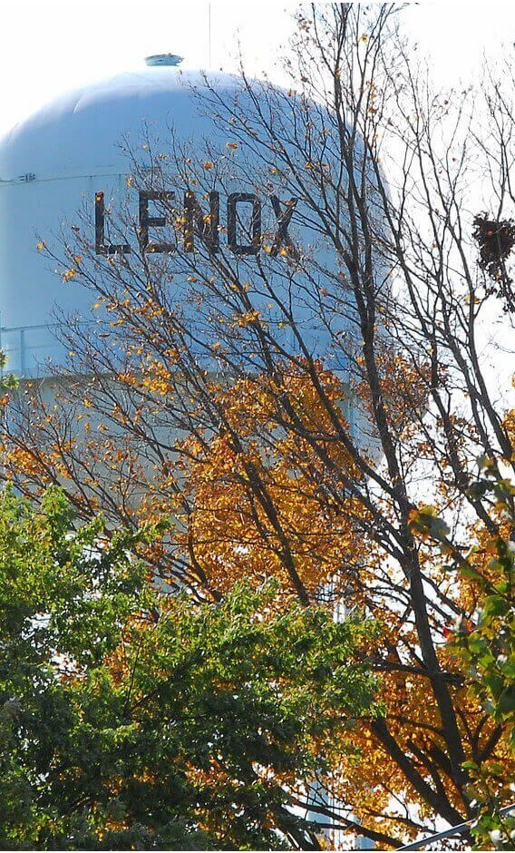 A panoramic view of the Lenox water tower
